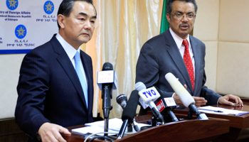 China's Foreign Minister Wang Yi addresses a news conference with his Ethiopian counterpart Tedros Adhanom (Reuters/Tiksa Negeri)