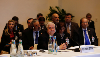 Syria's Foreign Minister Walid al-Moualem leads his delegation at the opening of the Geneva-2 peace conference (Reuters/Jamal Saidi)