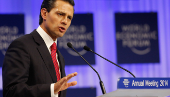 President Enrique Pena Nieto speaks during a session at the World Economic Forum in Davos (Reuters/Ruben Sprich)