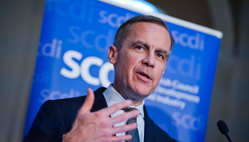 The Governor of Britain's Bank of England, Mark Carney, speaks to business leaders at an event in Edinburgh, Scotland (Reuters/Chris Watt/Pool)