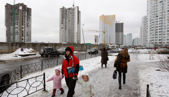 Dozens of unfinished buildings in the Kiev skyline (Reuters/Gleb Garanich)