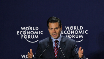 President Enrique Pena Nieto speaks at the World Economic Forum (Reuters/Carlos Jasso)