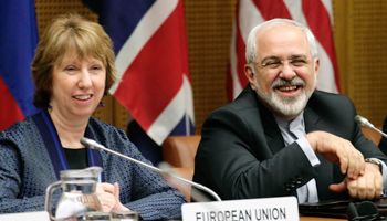 European Union Foreign Policy Chief Catherine Ashton and Iran's Foreign Minister Mohammad Javad Zarif (Reuters/Heinz-Peter Bader)