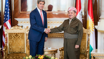 Kurdistan Regional Government President Massoud Barzani and US Secretary of State John Kerry (Reuters/Brendan Smialowski/Pool)