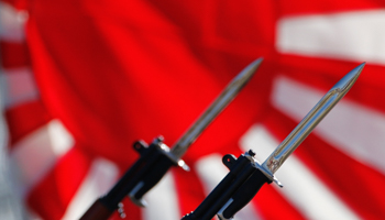 Bayonets attached to rifles used by Japanese Self-Defense Forces (Reuters/Issei Kato)