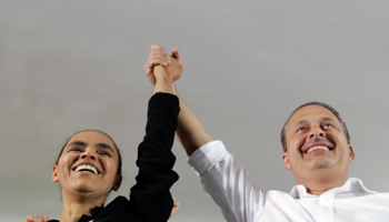 Former Senator Marina Silva and Pernambuco state Governor Eduardo Campos (Reuters/Ueslei Marcelino)