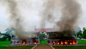 Burning of seized drugs at an event to mark International Day against Drug Abuse and Illicit Trafficking (Reuters/Soe Zeya Tun)