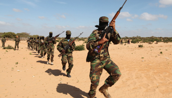 Members of Somalia's Al-Shabaab militant group parade during a demonstration (Reuters/Feisal Omar)