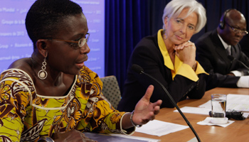 International Monetary Fund Managing Director Christine Lagarde listens to Antoinette Sayeh, director of the IMF African department (Reuters/Yuri Gripas)