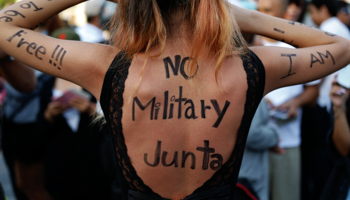 Protests against military rule at the Victory Monument in Bangkok(Reuters/Damir Sagolj)