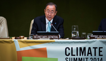 United Nations Secretary General Ban Ki-moon speaks during the closing of the Climate Summit at the United Nations headquarters (Reuters/Lucas Jackson)