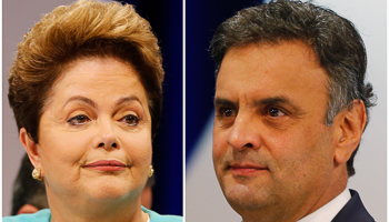 A combination photo shows presidential candidates  Neves and Rousseff (Reuters/Paulo Whitaker)