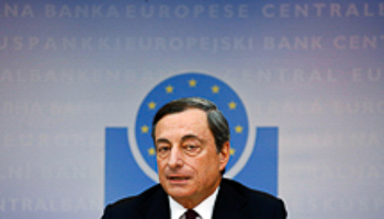 European Central Bank President Draghi speaks during the bank's monthly news conference in Frankfurt (Reuters/Ralph Orlowski)