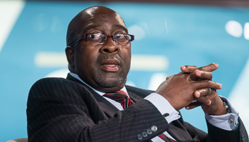 Nene takes part in a discussion during the World Bank/IMF Annual Meeting in Washington (Reuters/Joshua Roberts)