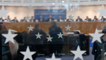 Judges of the ECHR are seen during an hearing at the court in Strasbourg (Reuters/Vincent Kessler)