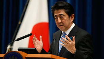 Abe speaks during a news conference at his official residence in Tokyo (Reuters/Toru Hanai)