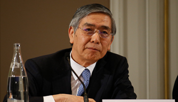 Bank of Japan Governor Haruhiko Kuroda attends a conference of central bankers in Paris (Reuters/Charles Platiau)