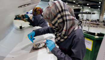 A technician at an aerostructures manufacturing plant in Al Ain, Abu Dhabi (Reuters/Jumana El Heloueh)