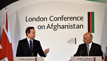 Ghani and Cameron speak at the London Conference on Afghanistan (Reuters/Toby Melville)