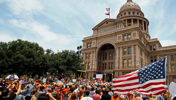 Protesters rally before the start of a special session of the Legislature in Austin, Texas (Reuters/Mike Stone)