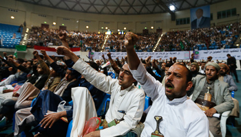 Houthi followers attend a celebration marking Ashoura in Sanaa (Reuters/Khaled Abdullah)