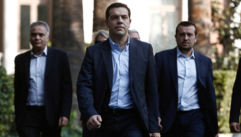 Alexis Tsipras, leader of Syriza, leaves the Presidential palace in Athens (Reuters/Yorgos Karahalis)