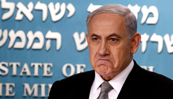 Netanyahu is pictured during a news conference at his office in Jerusalem (Reuters/Gali Tibbon/Pool)