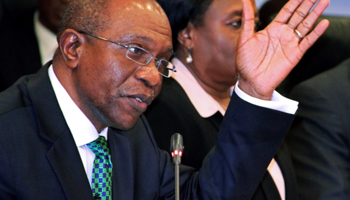 Central bank governor Godwin Emefiele, speaks during his first media briefing at the central bank headquarters in Abuja (Reuters/stringer)