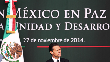 President Enrique Pena Nieto addresses an audience in Mexico City (Reuters/Bernardo Montoya)