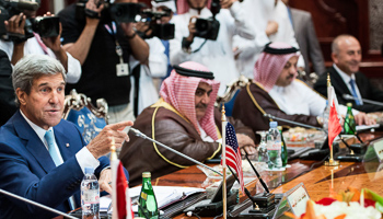 John Kerry at  a GCC and Regional Partners meeting in Jeddah (Reuters/Brendan Smialowski/Pool)