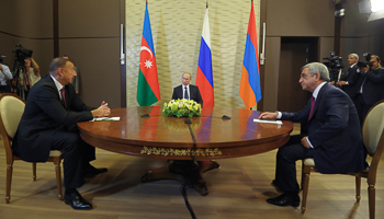 The Russian, Armenian and Azerbaijani Presidents attend a meeting in Sochi (Reuters/Alexei Druzhinin/RIA Novosti/Kremlin)