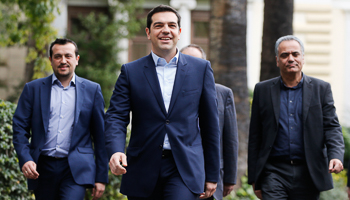 Tsipras after his swearing-in ceremony in Athens (Reuters/Marko Djurica)