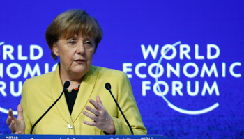 German Chancellor Angela Merkel makes a speech in Davos (Reuters/Ruben Sprich)