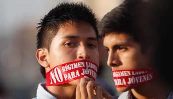 Protesters during a march against the government in Lima (Reuters/Enrique Castro-Mendivil)