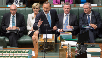 Abbott at Parliament House in Canberra (Reuters/Sean Davey)