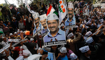 Aam Aadmi Party supporters in Delhi (Reuters/Adnan Abidi)