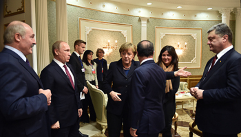 Putin, Poroshenko, Merkel and Hollande meet in Minsk (Reuters/Mykola Lazarenko/Ukrainian Presidential Press Service)