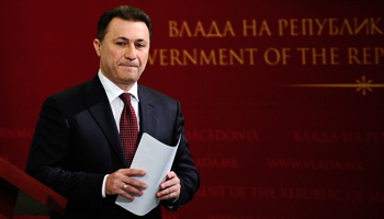 Gruevski during a press conference in Skopje (Reuters/Ognen Teofilovski)