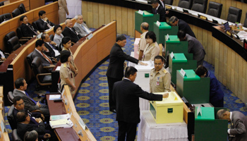 Legislators vote on Yingluck's impeachment (Reuters/Chaiwat Subprasom)