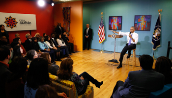 President Barack Obama speaks about immigration reform (Reuters/Kevin Lamarque)