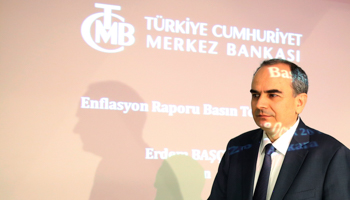Turkey's Central Bank Governor Erdem Basci arrives at a news conference in Ankara (Reuters/Umit Bektas)