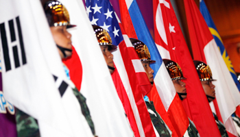 Thai soldiers at the opening ceremony for Cobra Gold military exercises  (Reuters/Chaiwat Subprasom)