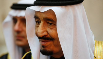 King Salman at Erga Palace in Riyadh (Reuters/Jim Bourg)