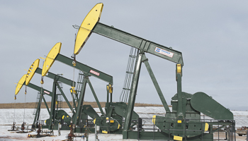 Oil pumpjacks near Williston, North Dakota (Reuters/Andrew Cullen)