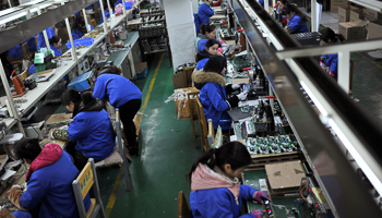 An electronics production line at a factory in Hefei, Anhui province, China (Reuters/Stringer)