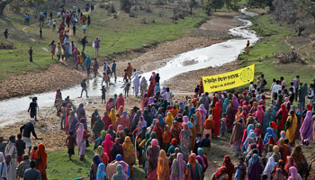 A protest against a coal mining project in Singrauli, Madhya Pradesh (Reuters/Nita Bhalla)