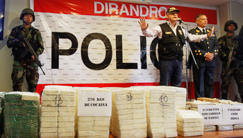 Seized cocaine bricks at a police headquarters in Lima (Reuters/Enrique Castro-Mendivil)