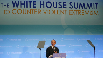 Barack Obama delivers remarks at the State Department during the White House Summit on Countering Violent Extremism (Reuters/Gary Cameron)