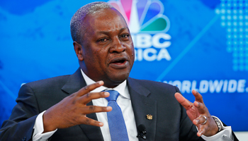 President John Dramani Mahama speaks at the World Economic Forum in Davos (Reuters/Denis Balibouse)