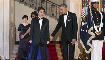 Abe and Obama at the White House in Washington (Reuters/Joshua Roberts)